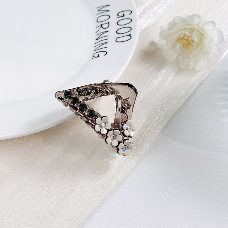High-end camellia semi-tied hair clips for women, a niche hair accessory with diamonds, simple and elegant style, small grappling clips, less hair volume, shark clips pic 4