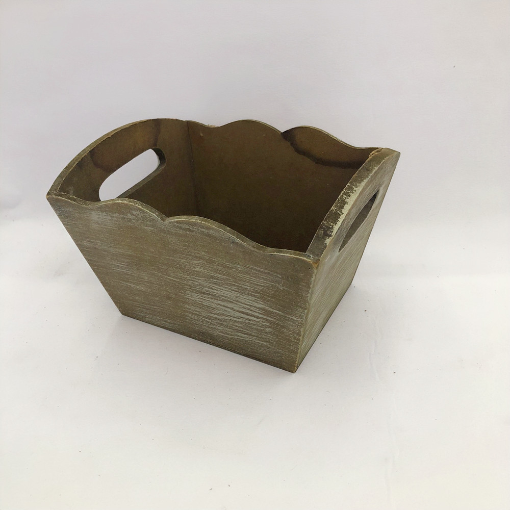 欧式复古zakka木质花盆园艺贴麻布木质多肉花盆桌面盆栽创意摆件详情7