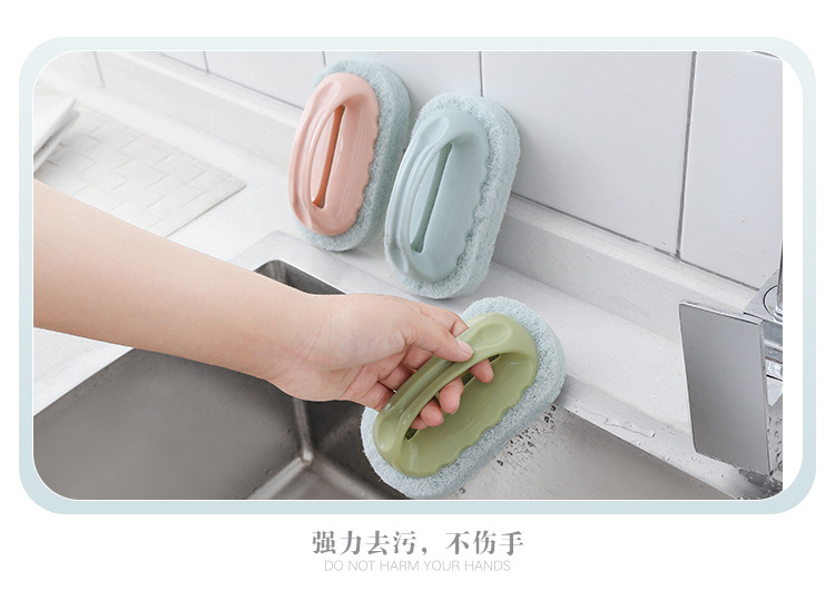 Thickened sponge brush, pot brush, bathroom handle, bathtub brush, kitchen and bathroom tile cleaning brush T pic 6