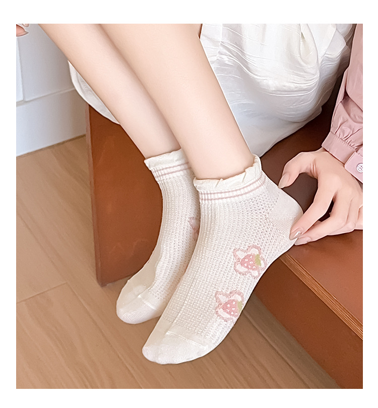 袜子地摊一件代发短袜夏季女薄款棉船袜 春夏女士百搭网眼浅口袜子 诸暨女袜一件代发详情6