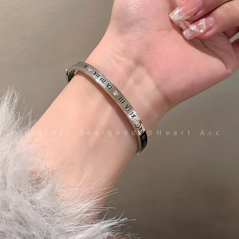 Silver titanium steel bracelet for women, high-end look, zircon plain ring bracelet, jewelry, silver bracelet, bracelet, string bracelet, new style pic 30
