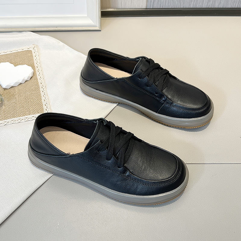 New soft-soled and soft-top loafers, lace-up flat single shoes, casual small leather shoes for women pic 22