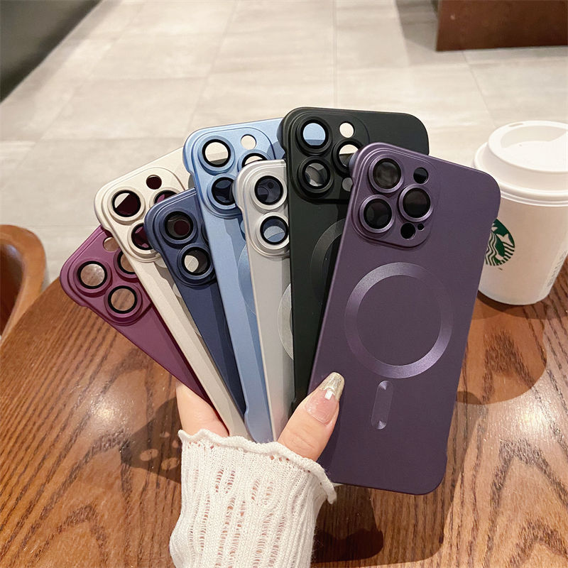 适用苹果15Promax无边框磁吸手机壳金属漆iPhone13镜头膜全包硬壳详情2