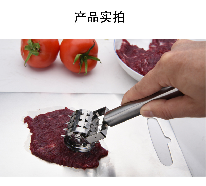 Stainless steel meat tenderizer, roller seasoning rod, rolling meat tenderizer, meat floss needle, meat press pic 9