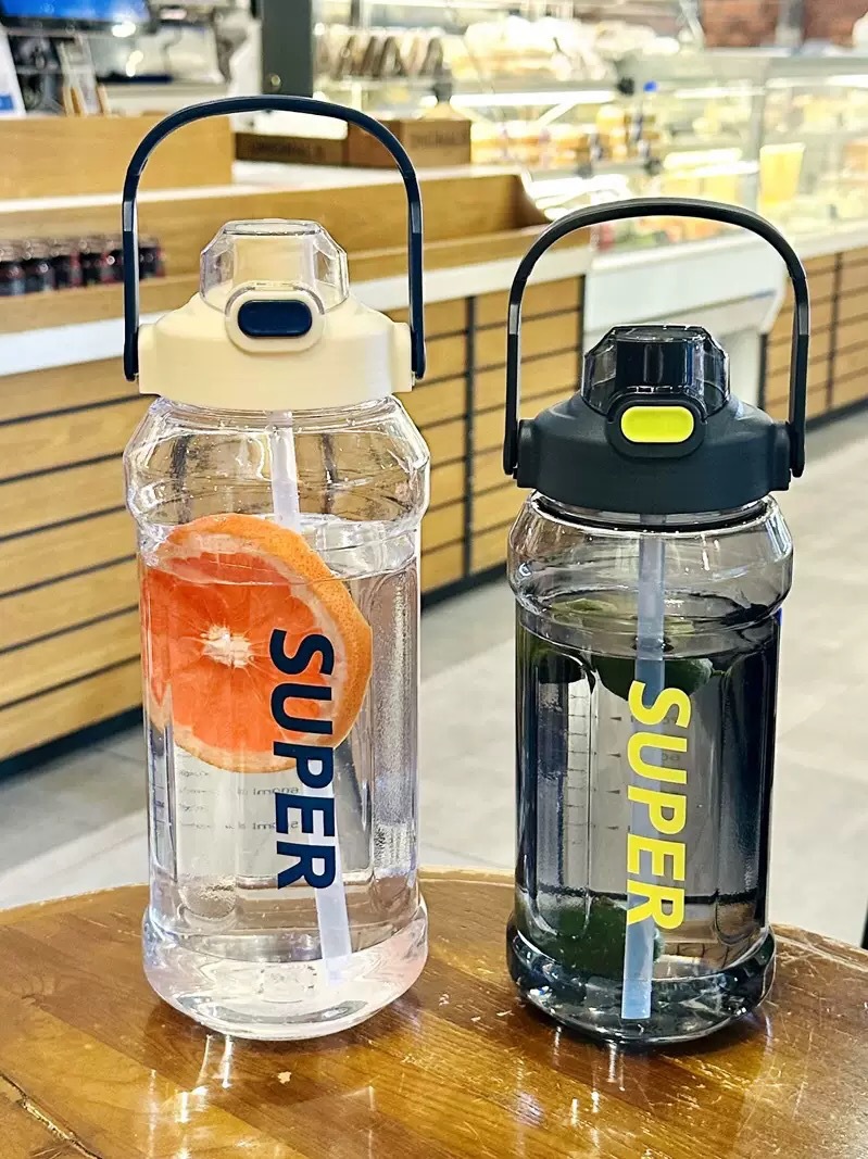 2-liter large-capacity sports water bottle, popular Instagram trendy straw cup with scale, portable and simple, leak-proof and shock-resistant water cup pic 23