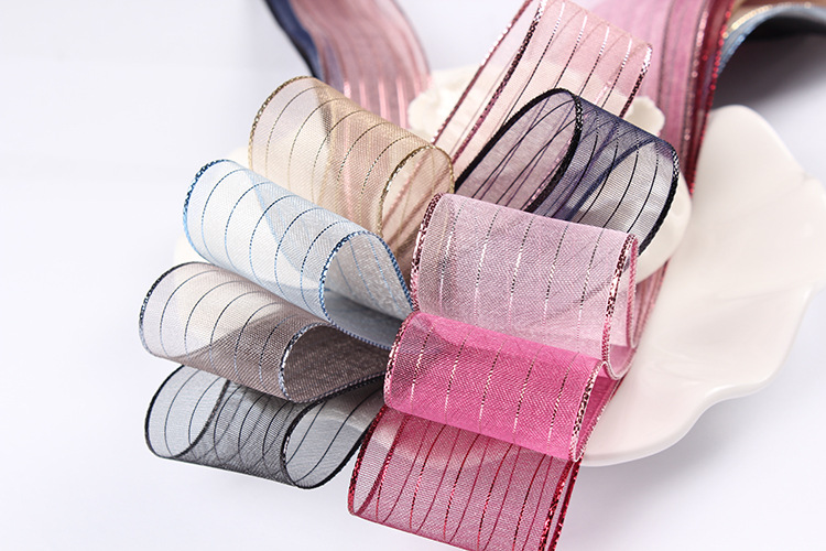 Wholesale of Dingxin bright silk striped ribbons, DIY handmade hair accessories, bouquets, packaging, transparent snow gauze ribbons, bows and colorful ribbons pic 6
