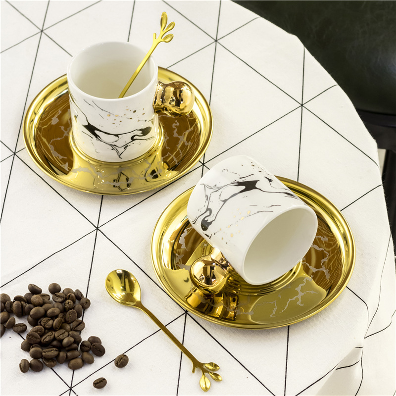 新款水墨画陶瓷杯杯勺套装创意家用喝水水杯马克杯礼物批发详情7