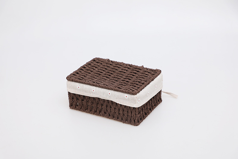 Imitation rattan woven fabric storage basket, dirty clothes, socks, tissue storage box, rectangular dried fruit and snack storage basket set pic 25