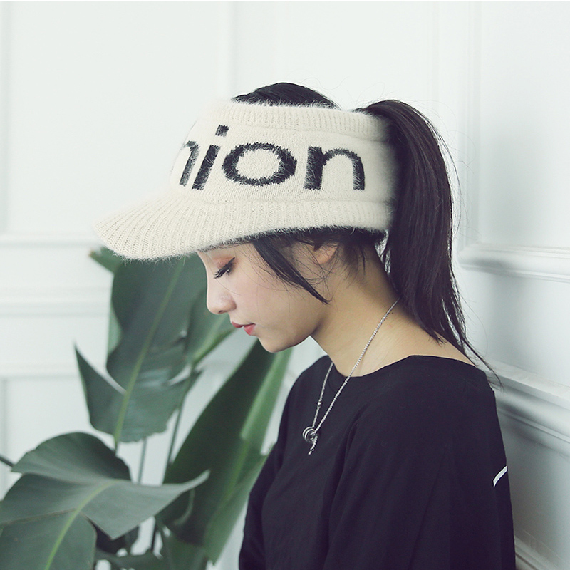 La versión coreana de punto letras empty top sombrero de pato mujer otoño invierno sombrero de moda versátil ins marca de moda sin top sombrero de hilo pic 5