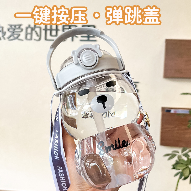 卡通塑料小熊大容量水杯女生高颜值网红大肚杯tritan儿童运动水壶详情5