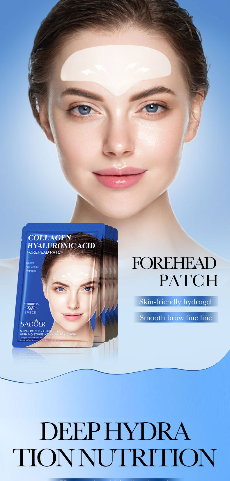 All-english SADOER Hyaluronic Acid Collagen Firming Forehead Patches for improving forehead wrinkles. Cross-border export wholesale exclusively for export pic 15