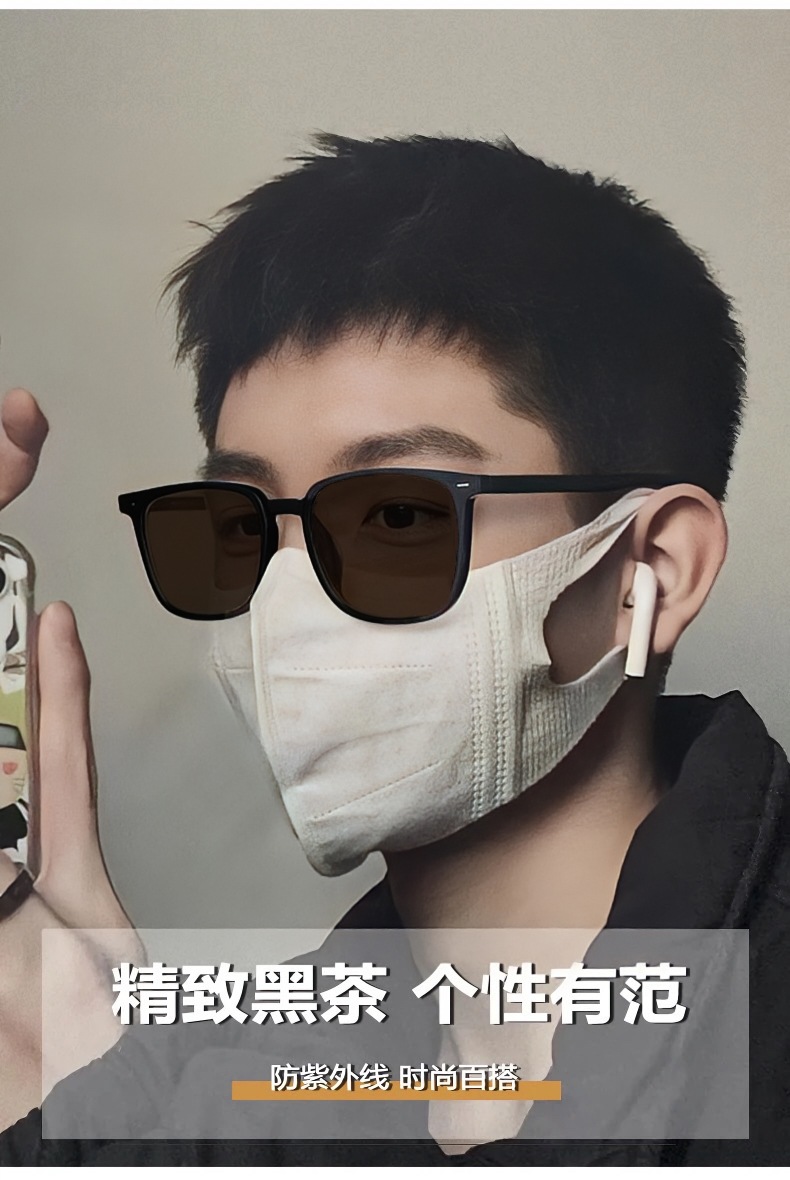 新款黑框茶色墨镜男高级感痞帅遮阳防紫外线太阳镜女韩版时尚方框详情15