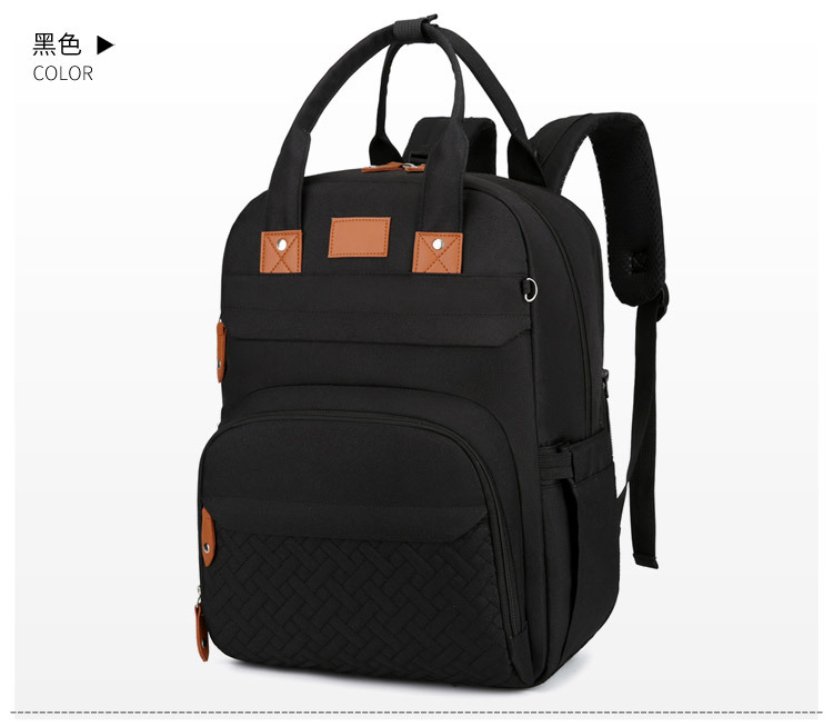 Factory direct sales: New multi-functional mummy bag, double-shoulder baby bed backpack, large-capacity waterproof bag with pacifier, embroidered thread pic 29