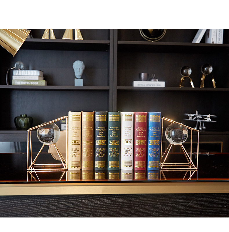 Wholesale of creative and light luxury book ornaments, metal books, home wine cabinets, office desks, bookshelves and decorative items pic 8