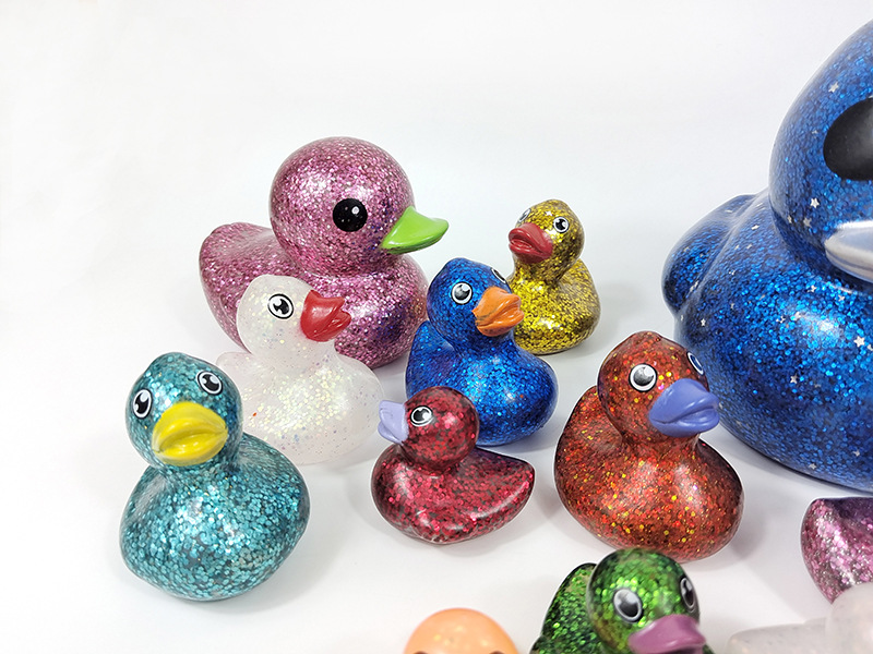 跨境热销儿童洗澡鸭子玩具 创意金粉亮片戏水鸭子卡通玩具小黄鸭详情8
