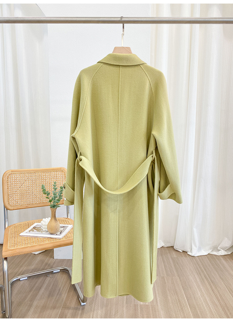 Q469 Dongdaemun Double-sided Cashmere Coat Korean version Autumn and Winter New Style Wool Tie suit collar woolen coat for women pic 63