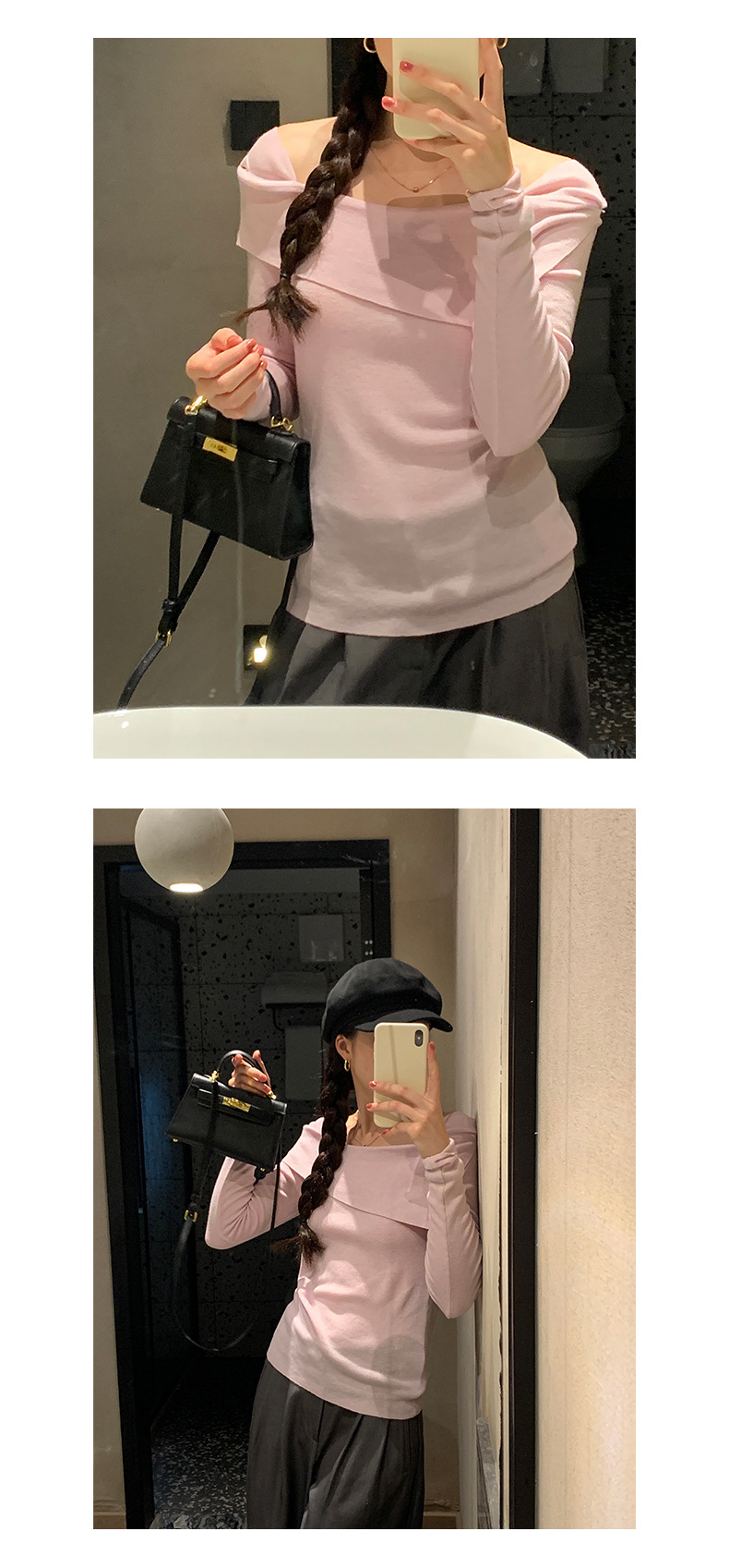 黄峥设计感气质薄款女式针织衫2023秋季韩版显瘦休闲上衣133MT131详情15