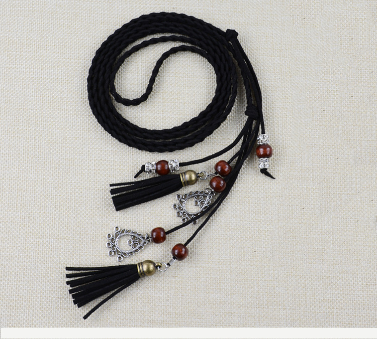 新民族风纯手工装饰腰带女细流苏百搭连衣裙时尚简约编织腰链腰绳详情2