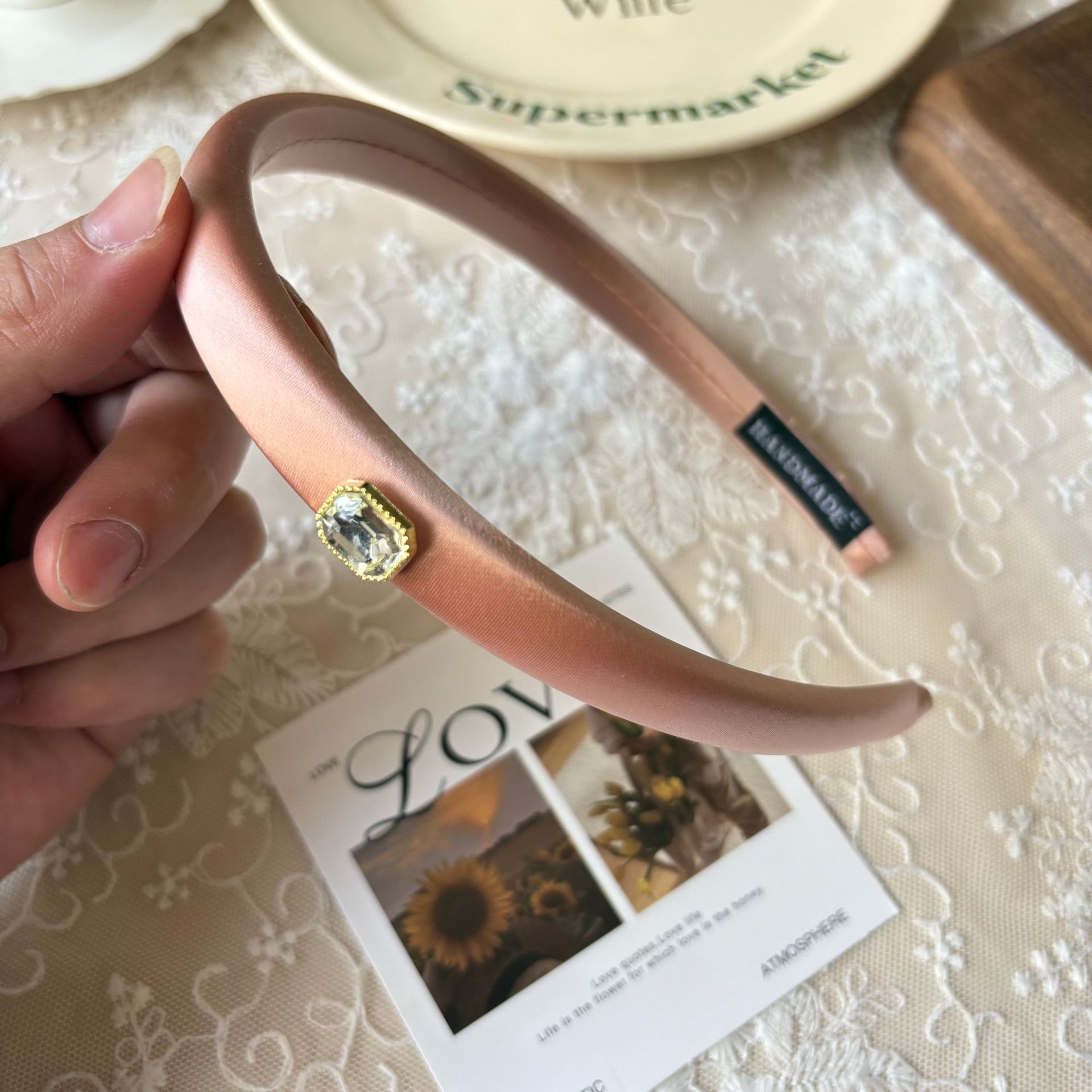 Spring new solid-color satin hair band for women, high head pressure headband, high-end and light luxury hair tie and hairpin headwear pic 25