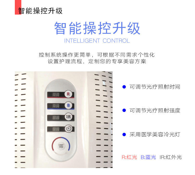 跨境折叠七彩光谱大排灯美容院仪器LED红蓝光子面罩彩光机美容仪详情8