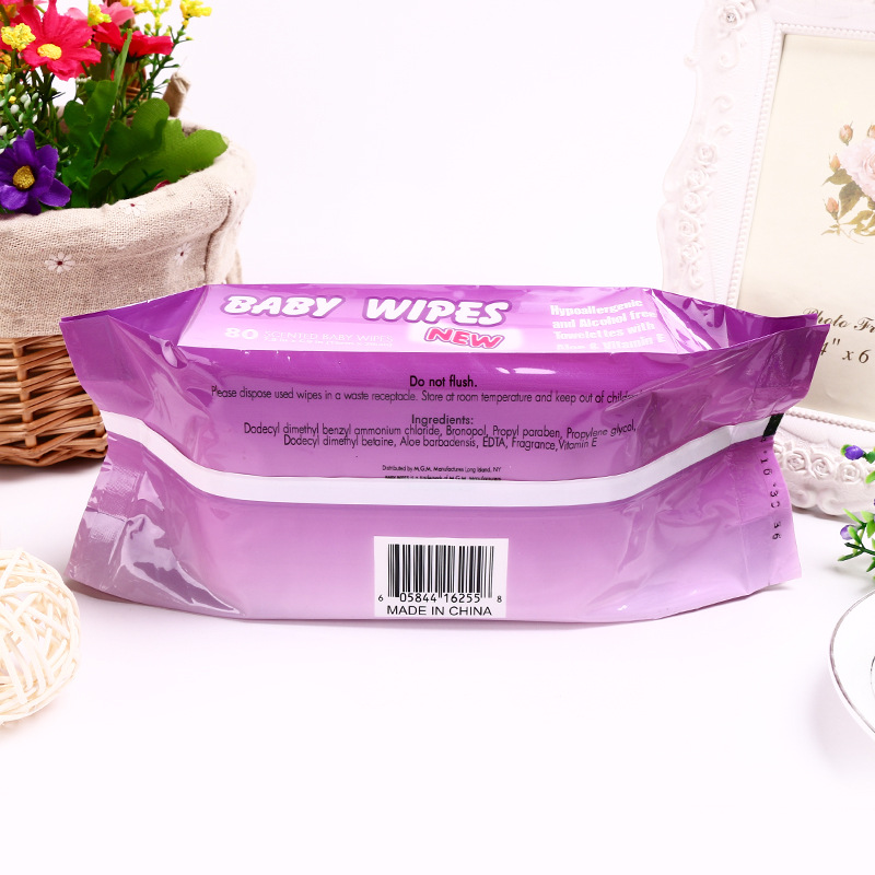 一次性宝宝湿纸巾80抽婴儿湿巾  婴儿手口湿巾擦屁屁清洁湿巾批发详情8