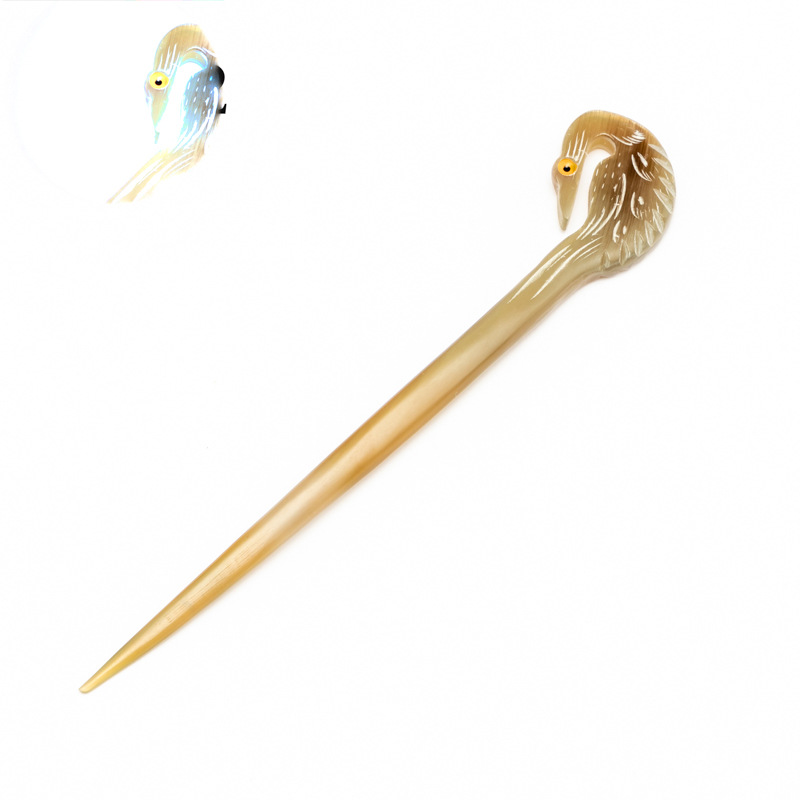 经典牛角发叉发饰 天然女式黄牛角发簪 手工打磨牛角簪子厂家直销详情14