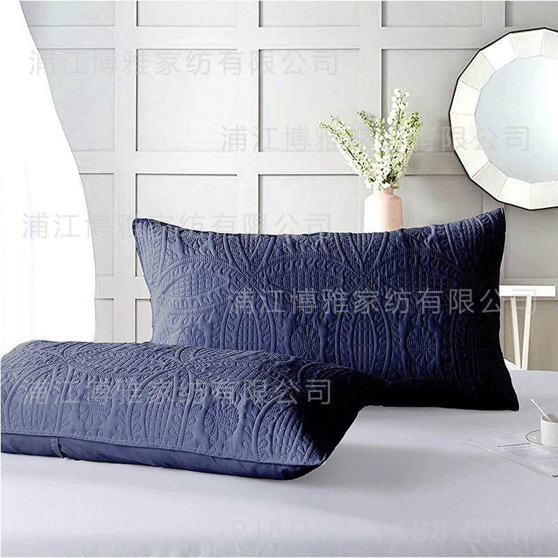 Boya Home Textile Wholesale 2022 High-quality Summer Three-piece Set Solid color Gongsatin Jacquard quilted high-count high-density Pillowcase pic 12