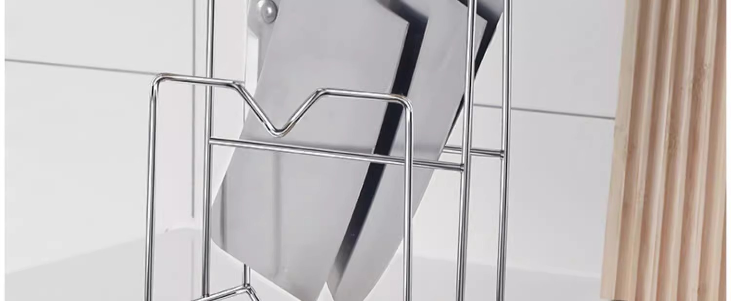 Life Manifesto: Stainless steel knife rack, Kitchen knife storage rack, Household thickened cutting board rack, integrated draining cutting board rack pic 3