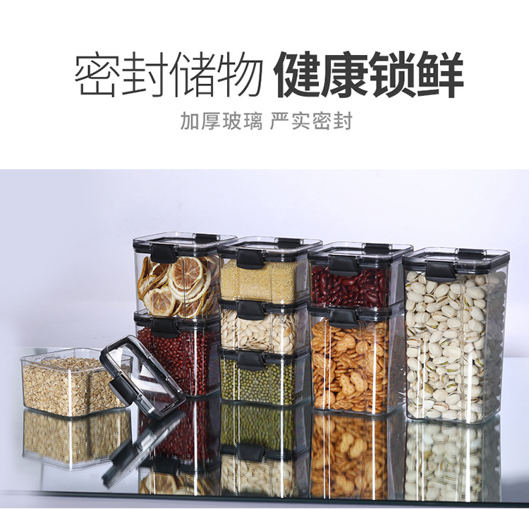 Sealed transparent household kitchen storage box for grains and cereals, food-grade plastic storage tank for snacks, nuts and dried goods pic 4