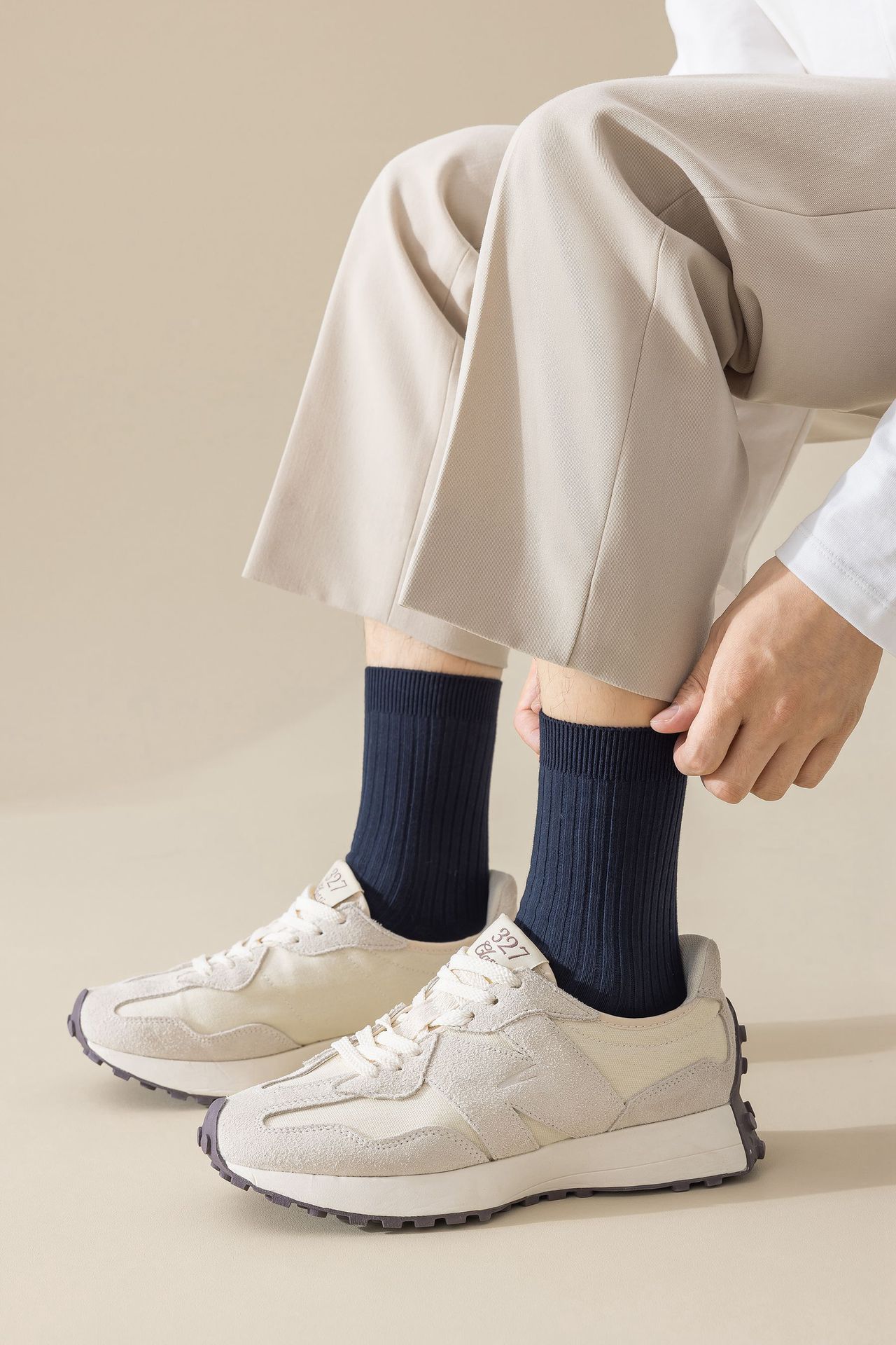 袜子男秋冬季中筒袜男士纯棉长袜日系纯色商务风百棉透气吸汗男袜详情20