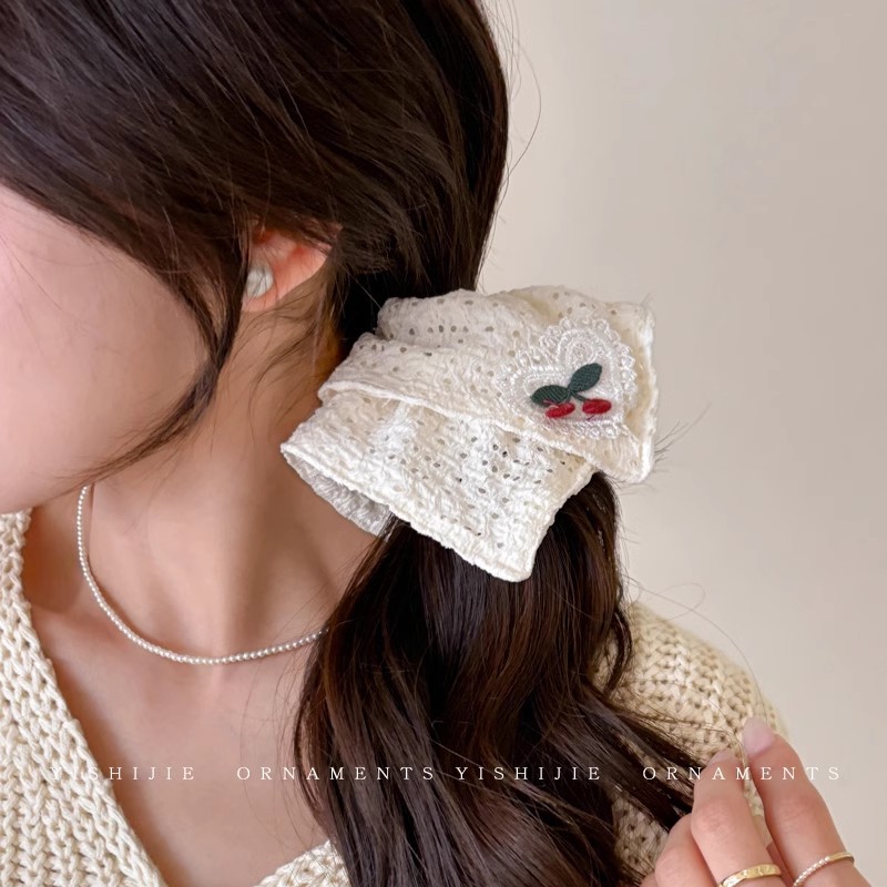 French retro square scarf, large intestine hair band, women's high-end sweet hair tie headwear, extra-large ponytail hair tie headwear pic 47