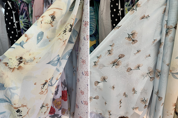 2020 new summer chiffon printed fabric white base printed polyester fabric small floral print dress mask fabric pic 35