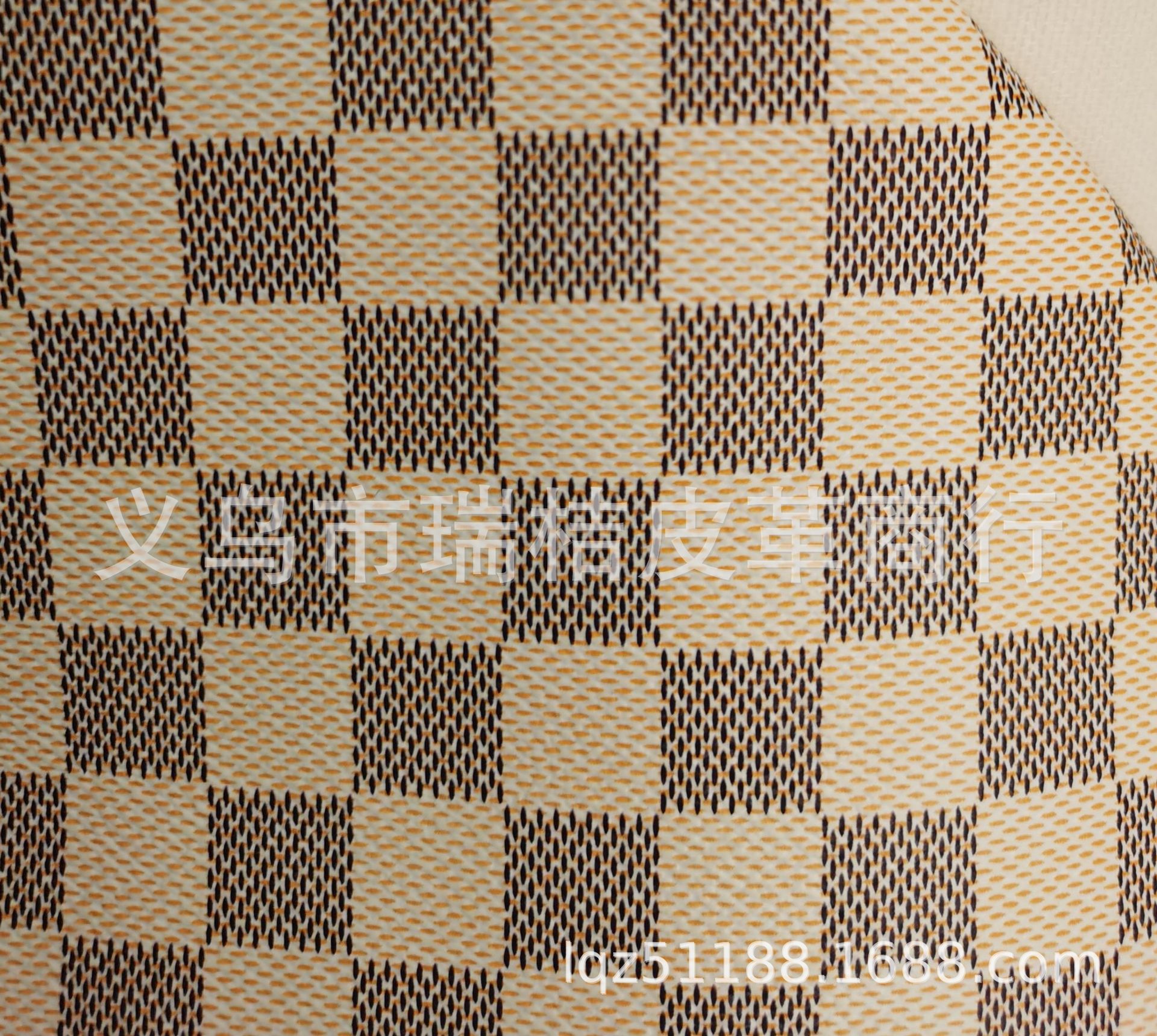 PVC printed grid, handbag leather pic 4