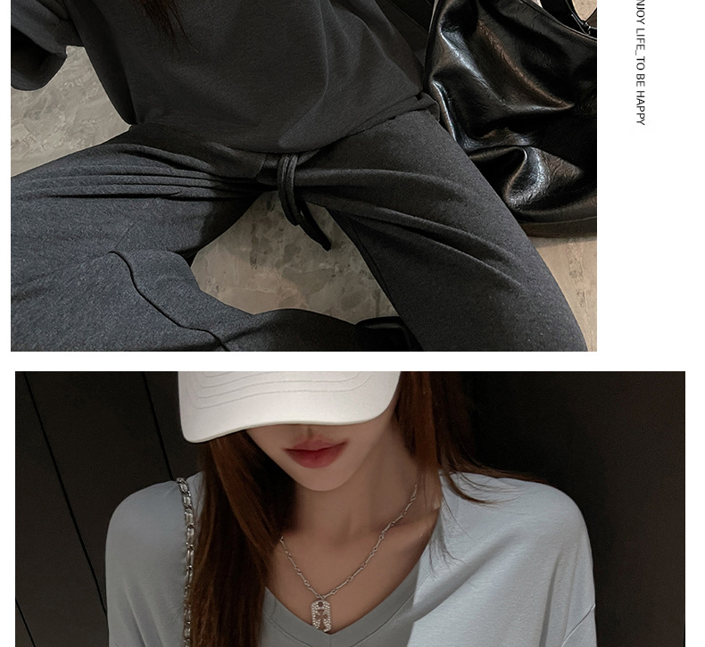 夏季韩系大版落肩袖V领短袖t恤女式基础款外穿高级感慵懒风上衣潮详情25