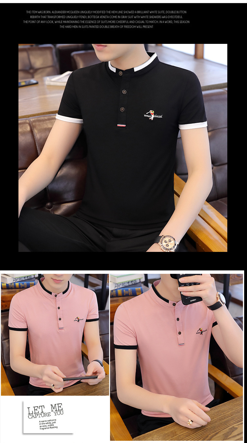 2022夏季新款短袖t恤男士韩版潮牌丅半袖体桖polo衫上衣服男装潮详情10