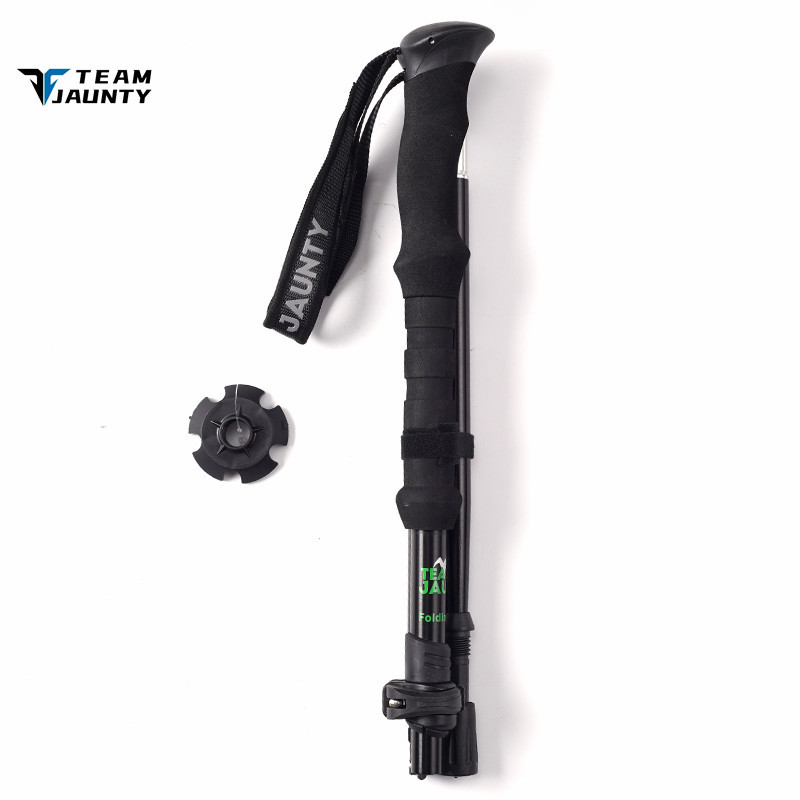 Cross-border best-selling high-strength four-section telescopic folding short trekking poles EVA outdoor straight-handled poles with storage bags in stock pic 6