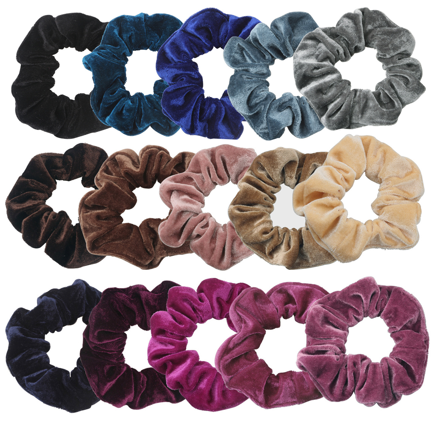 亚马逊 跨境 绒布大肠发圈 简约弹力纯色头花 多色现货布艺发饰饰详情1