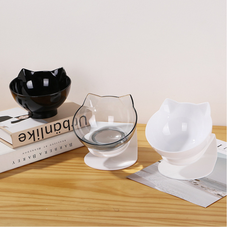 New slanted CAT BOWL, cat food bowl, cat ear bowl, slanted transparent single bowl, cat bowl, pet bowl in stock for wholesale pic 2