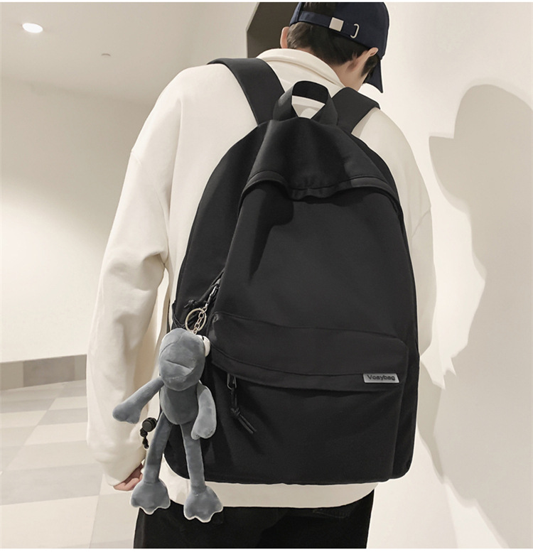 A large-capacity, ins, trendy and cool, canvas, simple grey backpack for boys in junior high school, senior high school and college pic 6