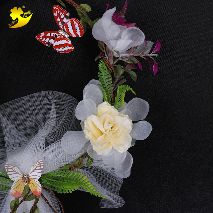 Wholesale forest-themed bridal wreath headscarves, mesh headwear, seaside photo headwear, 2018 new butterfly and cherry blossom headscarves pic 8