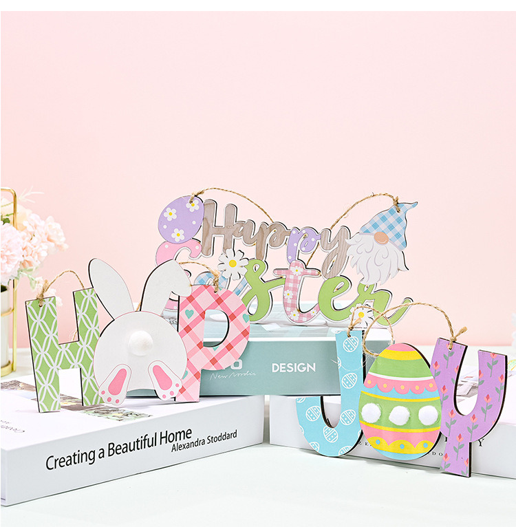Cross-border new products: Haobei Easter Decorative wooden pendants, Easter rabbit egg pendants, and hanging ornaments pic 10