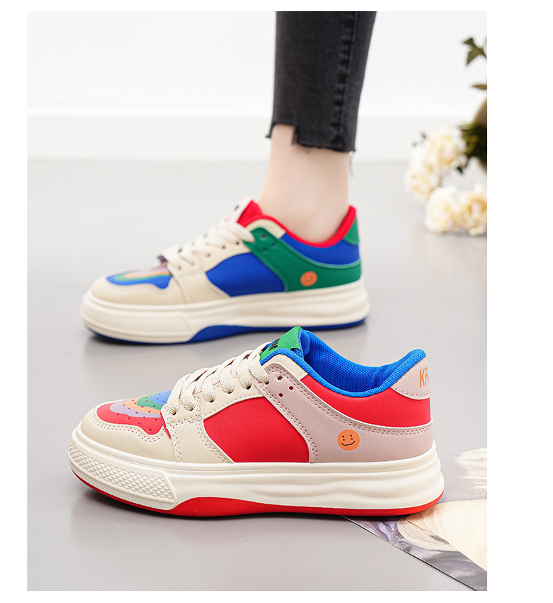 2023新款女鞋网面鸳鸯拼色板鞋春夏平底板鞋女士休闲鞋镂空小白鞋详情19