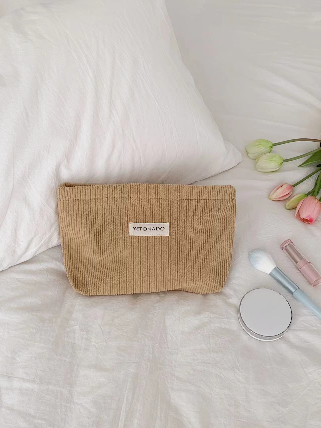 纯色灯芯绒布袋大容量化妆包手拿包收纳帆布袋收纳包便携洗漱包详情21