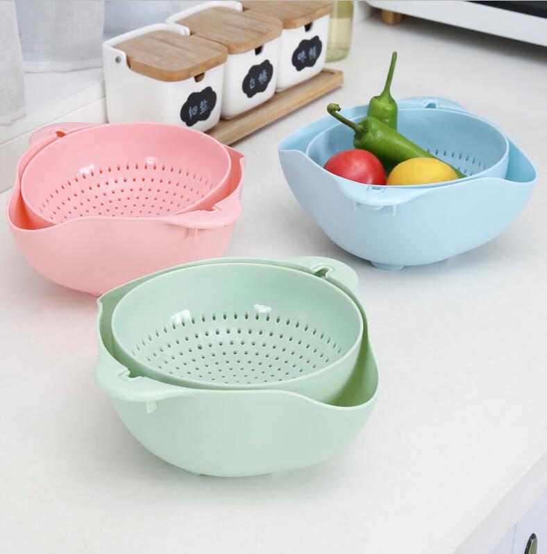 The kitchen double-layer draining basket, draining basin, creative kitchen vegetable basin, practical fruit washing basket, draining vegetable basket and fruit basket pic 4