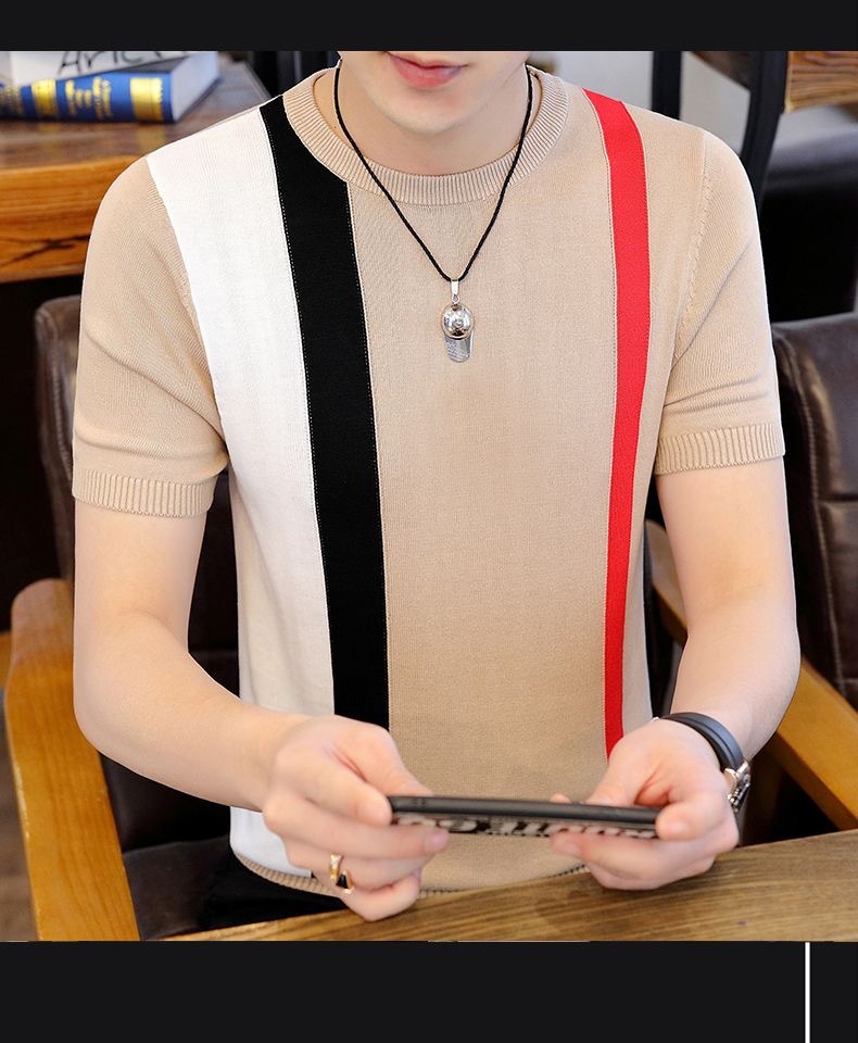 源头厂家2024夏季冰感透气时尚短袖T恤男新款青少年休闲百搭T恤男详情15