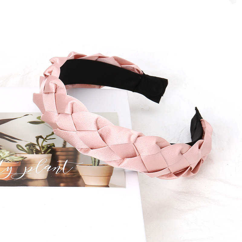 欧美纯色手工编织麻花头箍 亚马逊潮流单色辫子头扣 洗脸压发发饰详情15