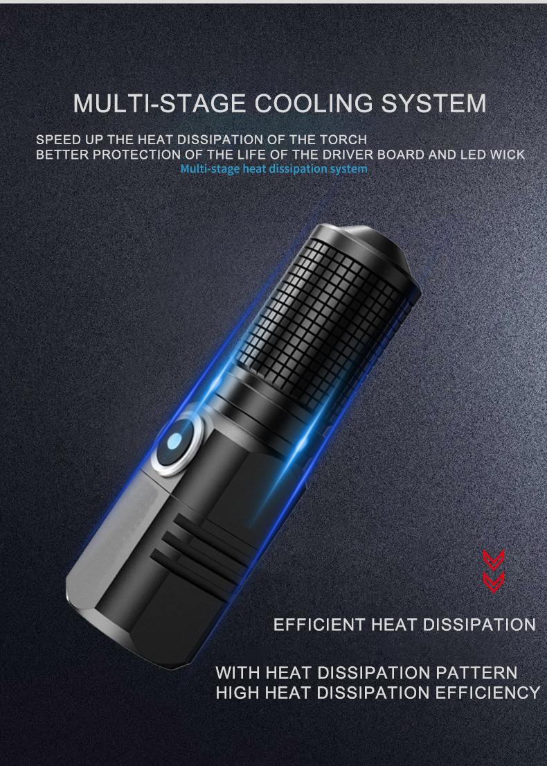 Wholesale of cross-border outdoor mini high-intensity flashlights, led rechargeable flashlights, high-intensity flashlights, hand-held flashlights pic 12