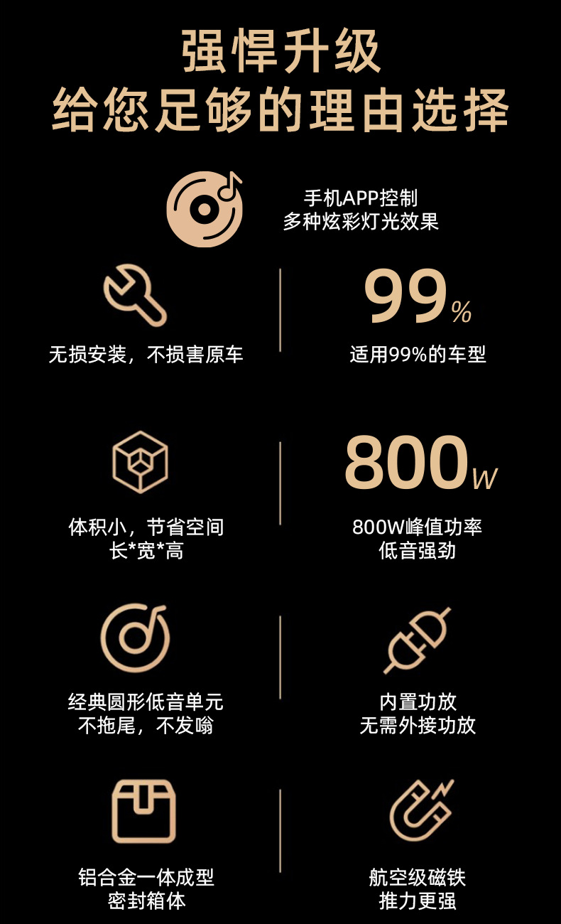 厂家批发车载音响改装蜘蛛带灯款10寸大功率有源汽车超薄低音炮详情3