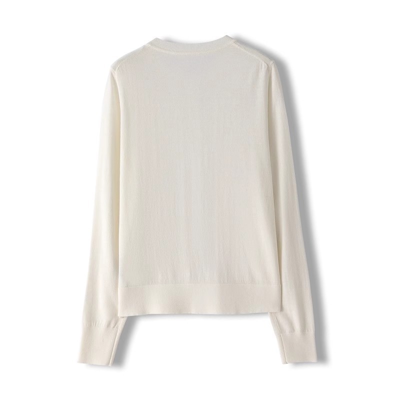 【 Fine-spun Wool 】 Beaded chain simple and intellectual patchwork long-sleeved thin wool knitted cardigan 24 early Autumn new style pic 6