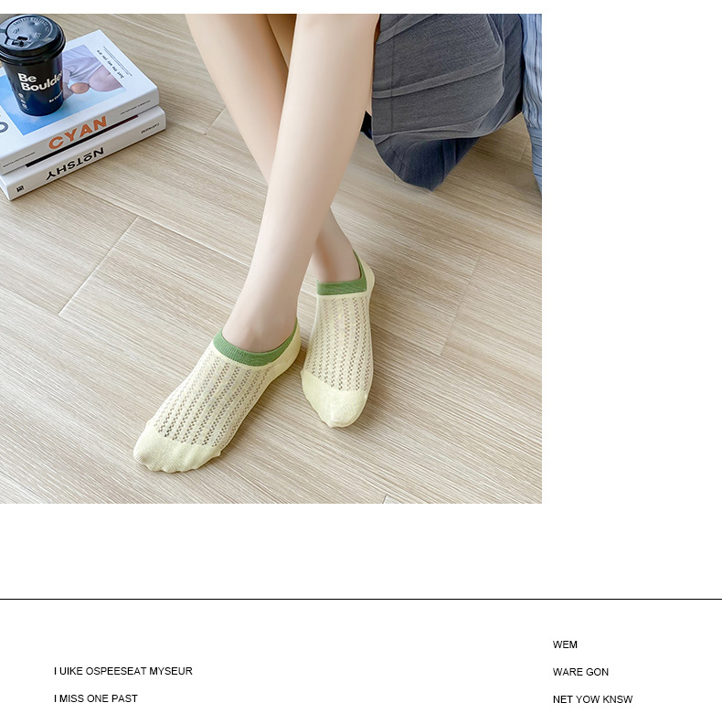 袜子女春夏薄款船袜甜美薄款镂空浅口袜子糖果色不掉跟彩虹隐形袜详情20